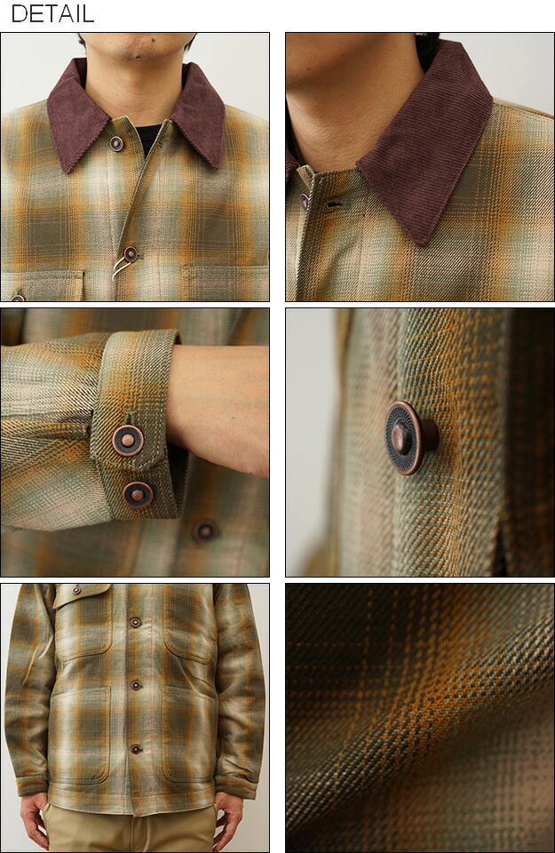 THE FLAT HEAD オンブレチェック ウールジャケット カバーオール THE