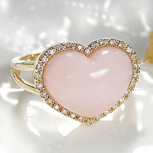 楽天市場】K18YG ハートカット ピンクオパール ダイヤ リング指輪
