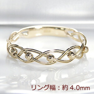 楽天市場】K18YG ハニーボール付 手作り 編み込みリング【4.0mm】指輪