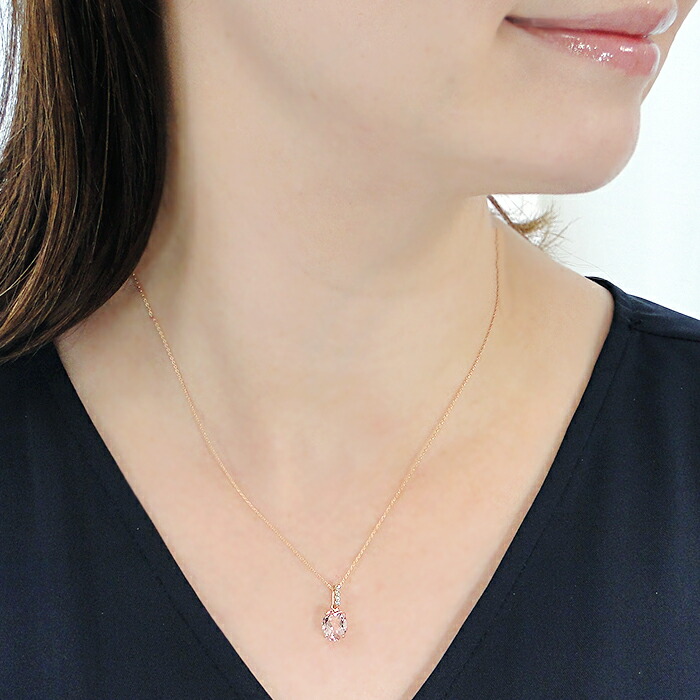 楽天市場】K18PG モルガナイト & ダイヤモンド ネックレス【0.04ct