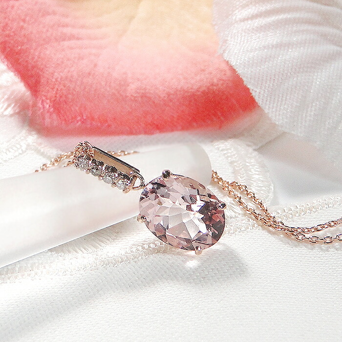 楽天市場】K18PG モルガナイト & ダイヤモンド ネックレス【0.04ct