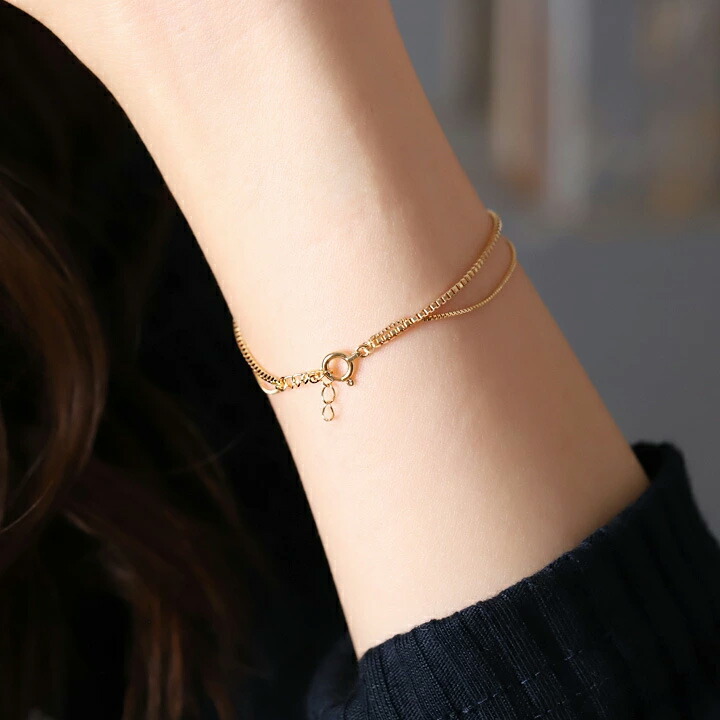 楽天市場】18金 ブレスレット k18 レディース シンプル 2連 ベネチアン