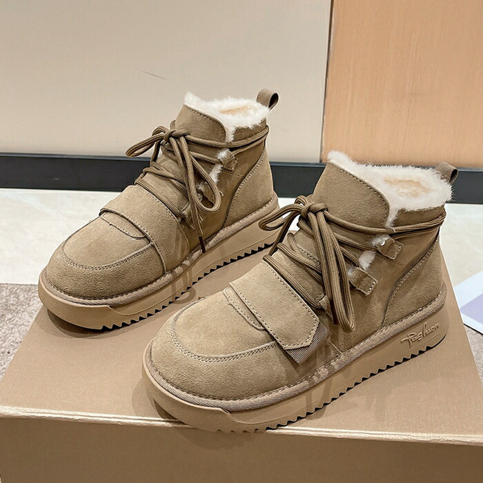 楽天市場】ムートンブーツ ショートブーツ レディース スエード 厚底