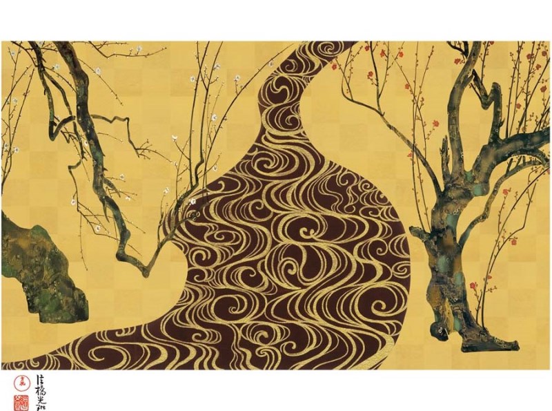 楽天市場】額絵 尾形光琳 紅白梅図 f8・f6・f4サイズ 日本の名画