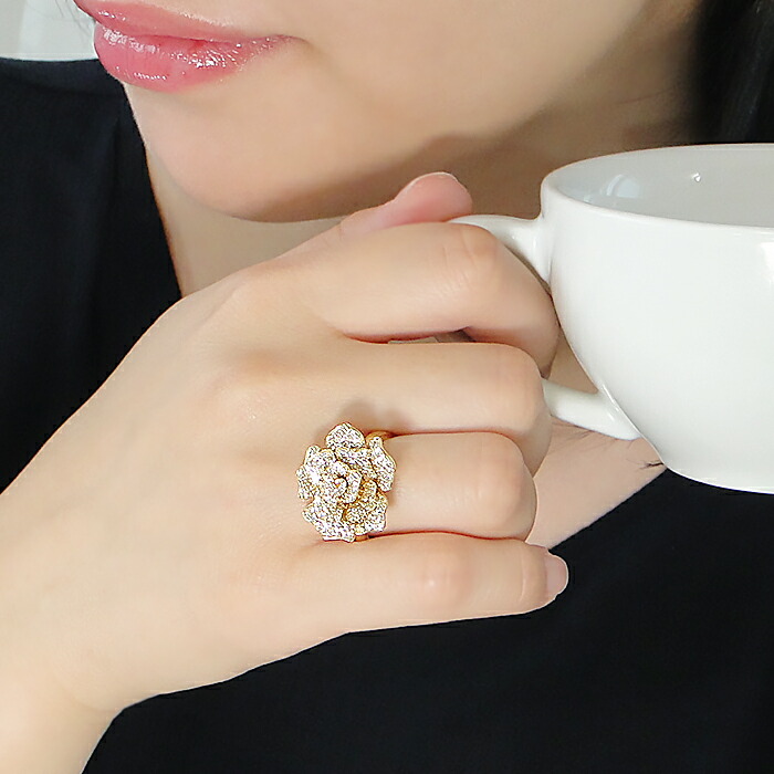 楽天市場】K18YG【1.00ct】ダイヤモンド ローズ モチーフ リング【送料