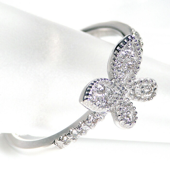 楽天市場】Pt900【0.15ct】ダイヤモンド 蝶モチーフ リング【送料無料