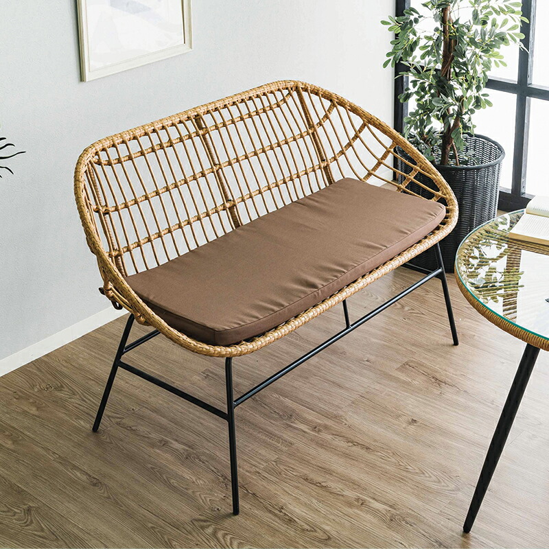 楽天市場】ベンチ 2人掛け アジアン 2P チェア 長椅子 ラタン アジアン