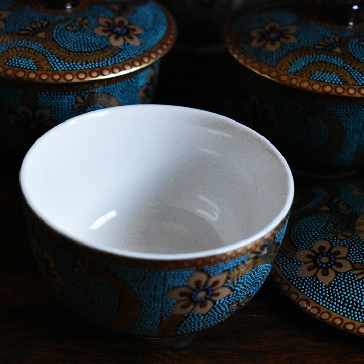 楽天市場】九谷焼 蓋付き 湯呑み 5客・急須 セット 青粒金唐草（ 来客