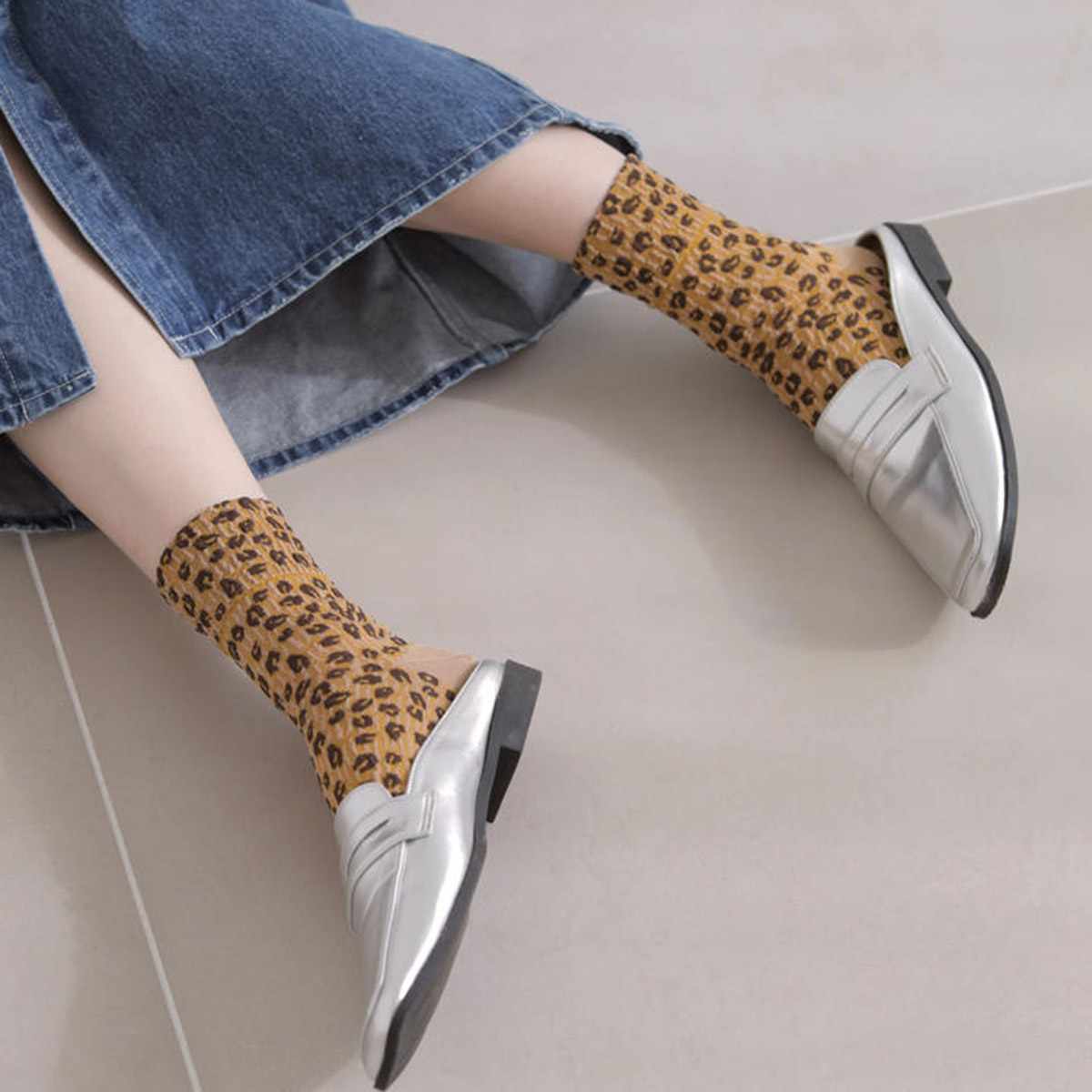 楽天市場】【公式 Tabio】 シャーリング風 ヒョウ柄 ショートソックス