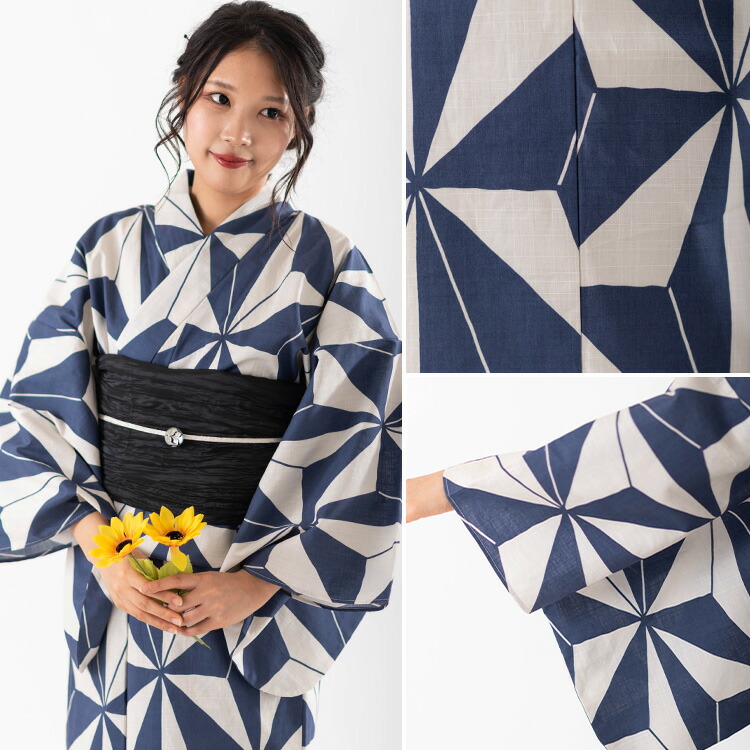 楽天市場】女性用浴衣 レディース 2点セット[浴衣+しわ兵児帯]麻の葉