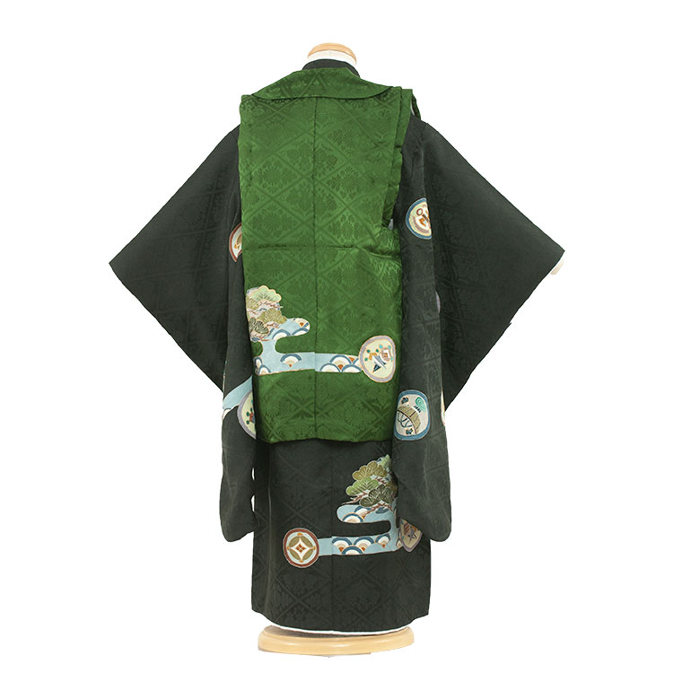楽天市場】【レンタル】七五三 被布セット 男の子）1009 深緑地/緑