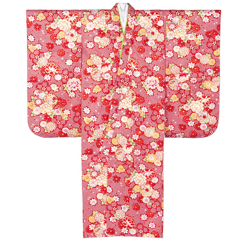 楽天市場】七五三 女の子 着物 四つ身 祝い着 単品 7歳 小紋柄 襦袢