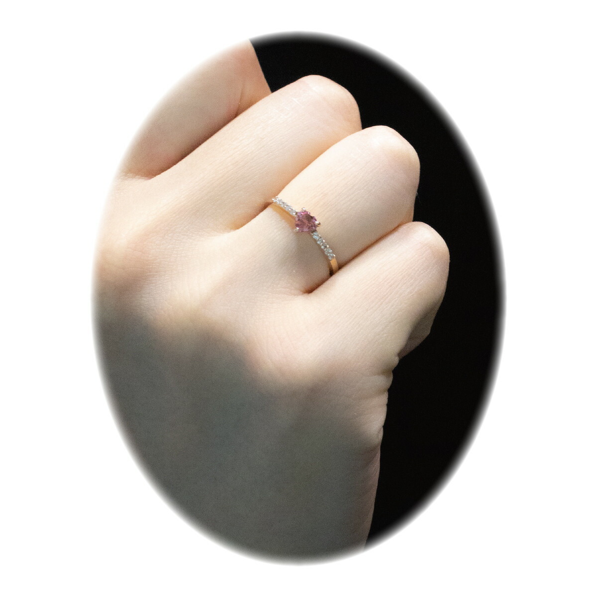 楽天市場】K18PG ピンクトルマリン ダイヤモンド ハート リング 指輪