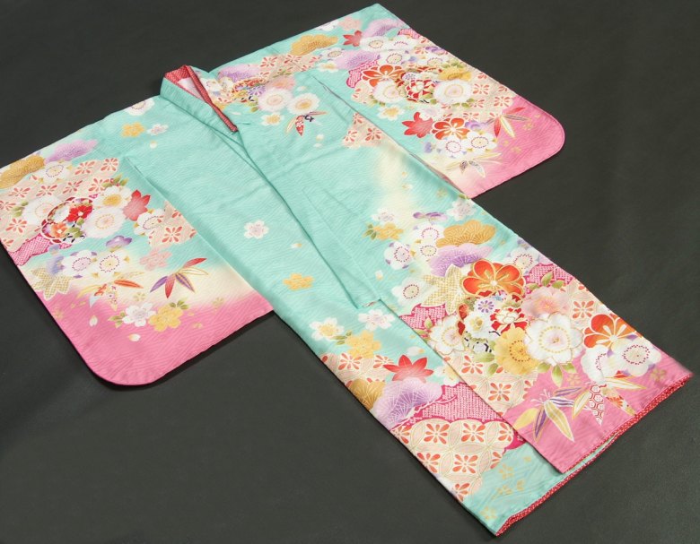 楽天市場】七五三 着物 7歳 女の子 四つ身着物 式部浪漫 淡エメラルド