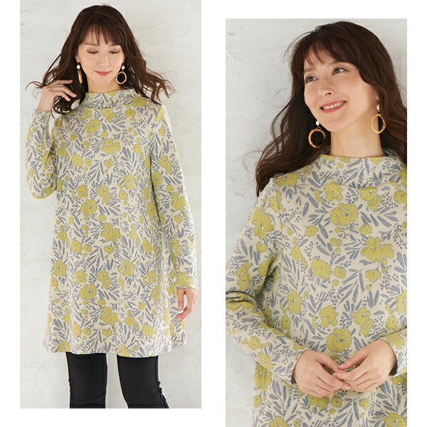 楽天市場】日本製 チュニック トップス 花柄 ジャカード トップス
