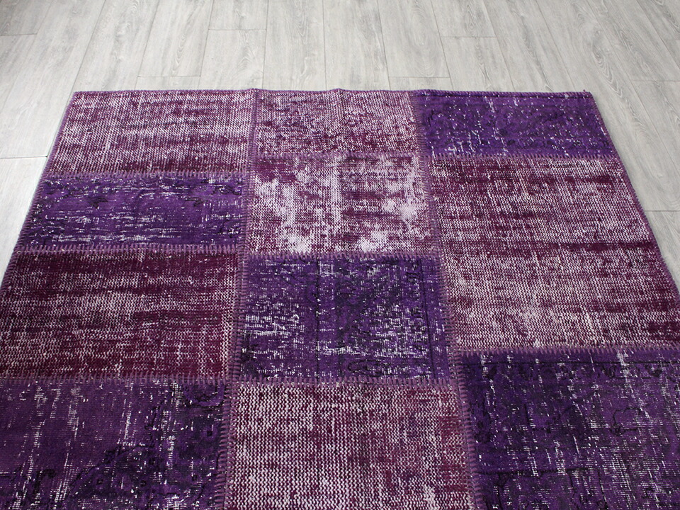楽天市場】リサイクル・パッチワークラグ181×150cmパープル/セッジャー