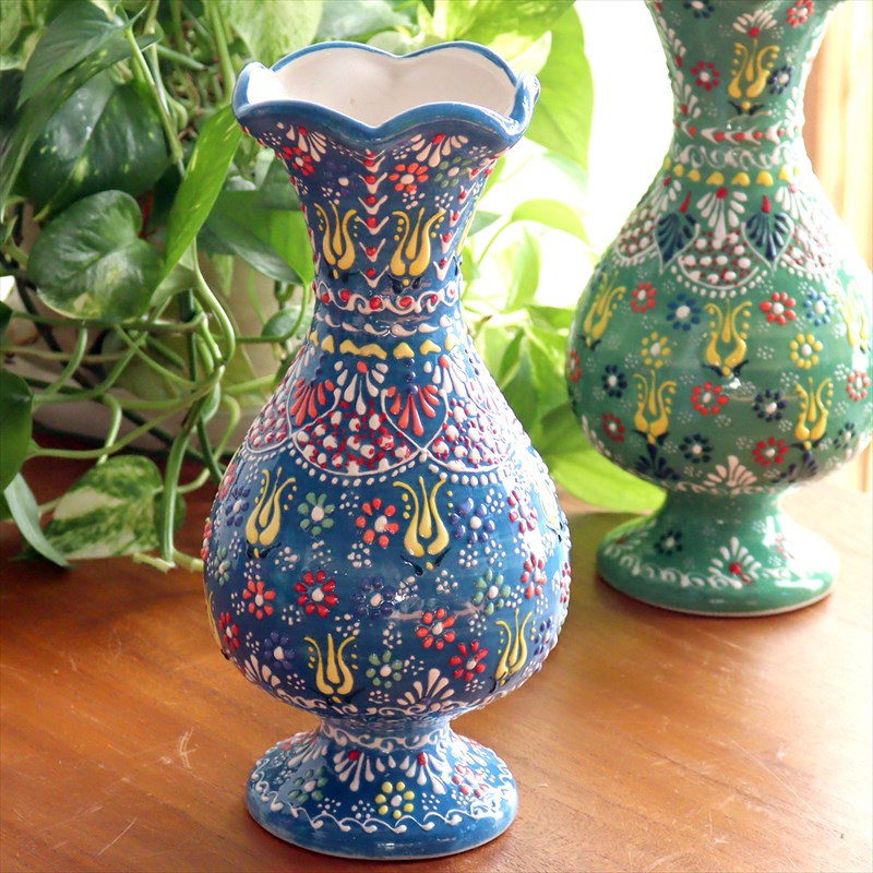 楽天市場】トルコ陶器 花瓶 チューリップ型 Lサイズ 高さ24×直径10cm