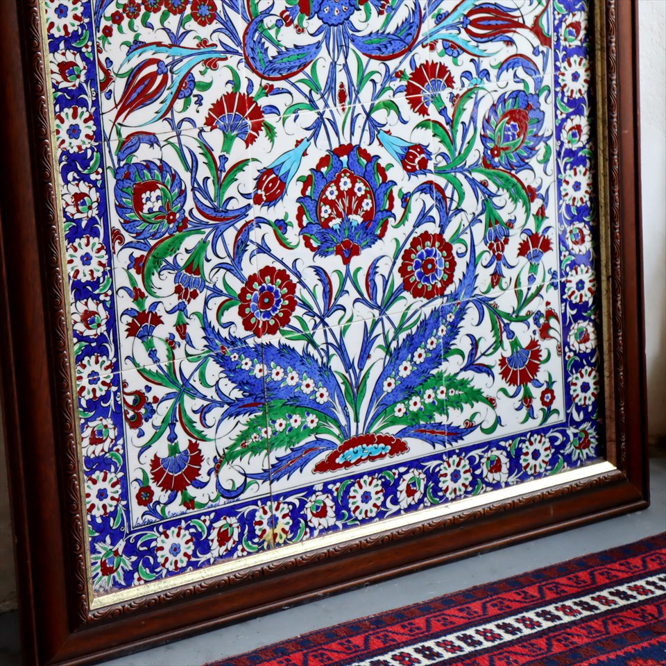 楽天市場】トルコ陶器 手書きタイルのパネルタイル15枚オットマン