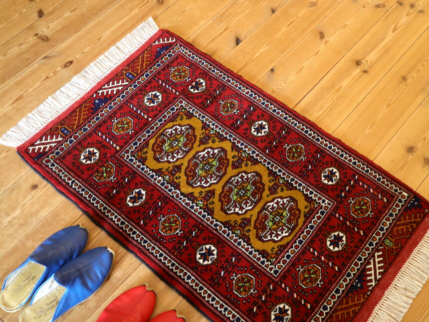 楽天市場】トライバルラグ トルクメン 中央アジア95×61cmギュル文様