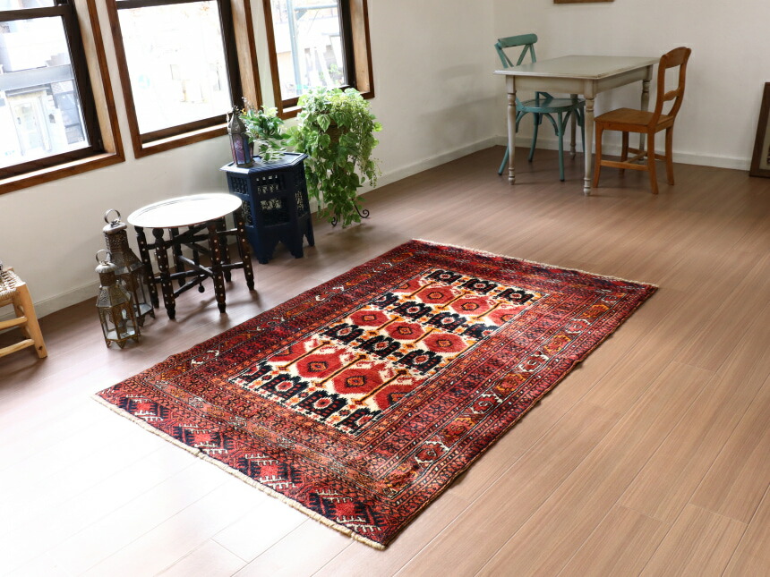 楽天市場】部族絨毯 トライバルラグ トルクメン 184×129cm イカット