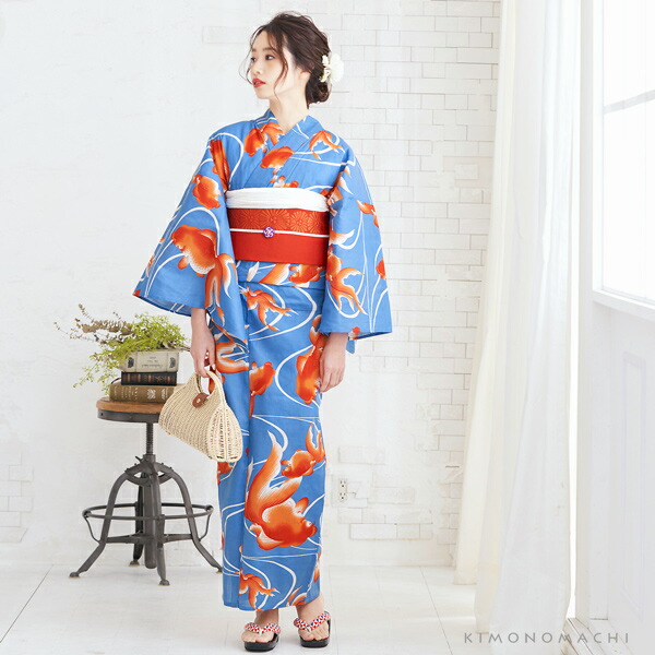 楽天市場】【Prices down2】浴衣 レディース 単品 「赤色金魚」 S F TL