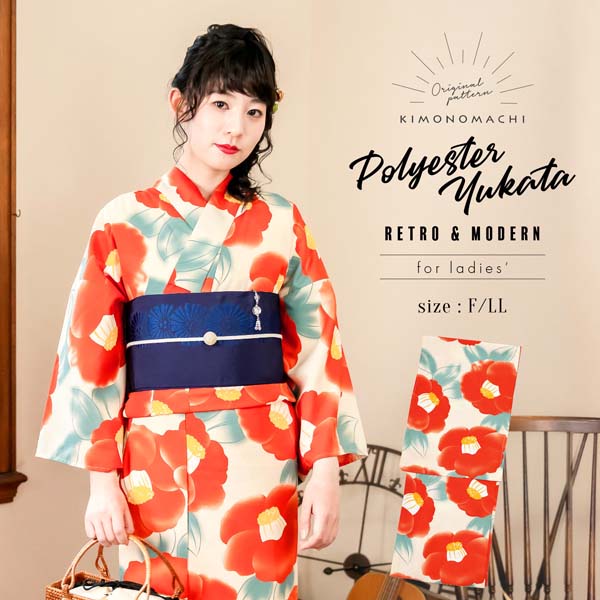 楽天市場】【Prices down2】浴衣 レディース 「クリーム 水彩椿」 吸水