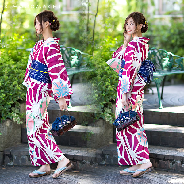 楽天市場】浴衣 レディース 女性 お仕立て上がり「紅紫 麻の葉模様