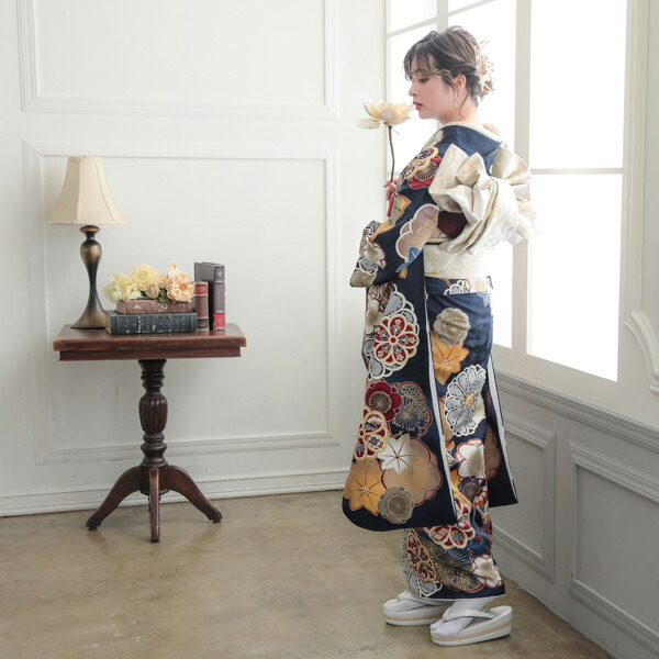 楽天市場】(卒業式応援Point10倍 3/5迄) 未仕立て 振袖 22点セット「紺