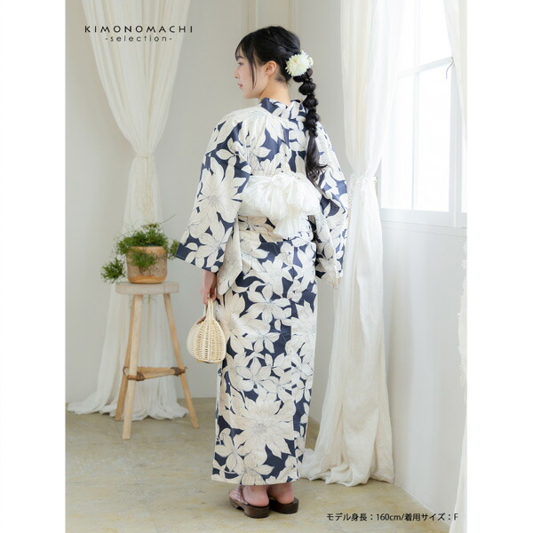 楽天市場】浴衣 レディース 女性浴衣単品 「スイートリリー：紺 百合