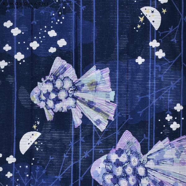 楽天市場】浴衣 レディース ブランド浴衣 単品 「みすゞうた 金魚 紺青