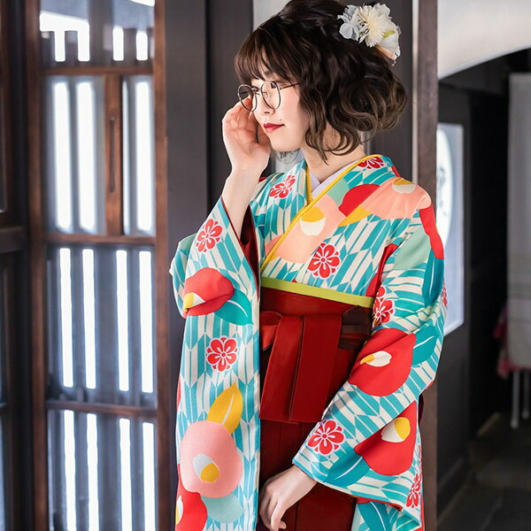 楽天市場】【中古品】卒業式袴セット 「二尺袖：クリーム/水色 矢絣に