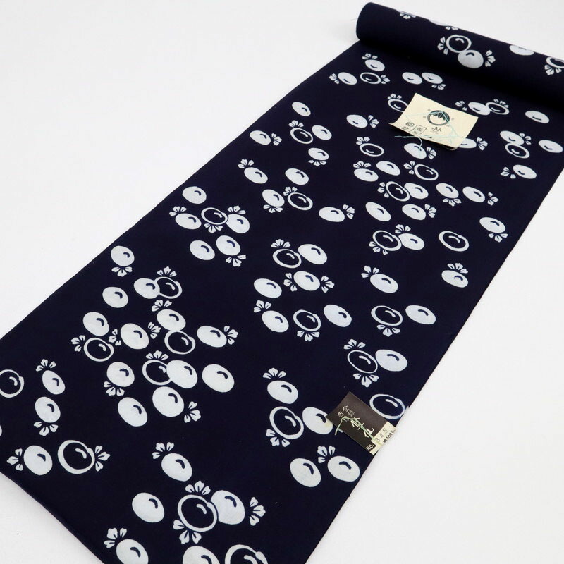 楽天市場】竺仙 浴衣反物 注染 光琳菊 コーマ地 濃紺 木綿 反巾36.5cm