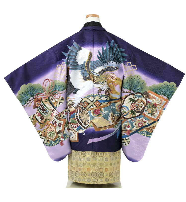 楽天市場】七五三 着物 男の子 五歳 13点フルセット 光 鷹 太鼓 紫