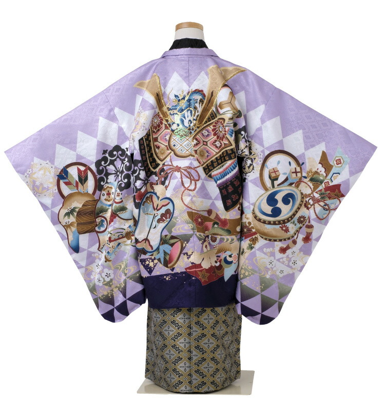楽天市場】七五三 着物 男の子 五歳 13点フルセット 光 兜 軍配 紫