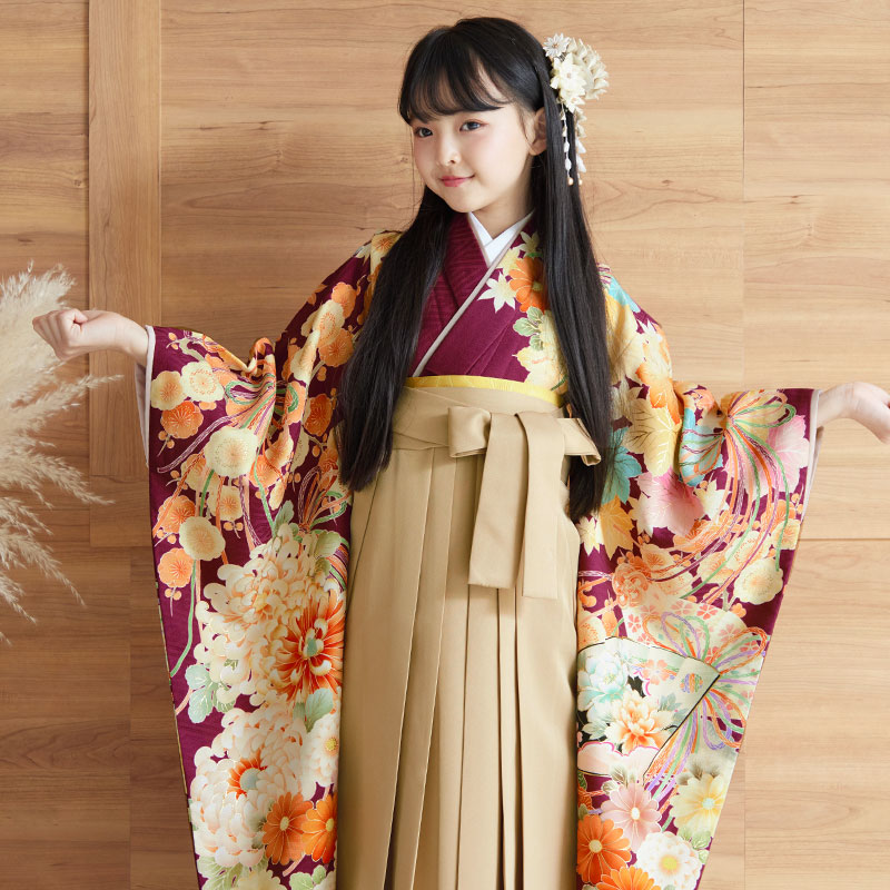 楽天市場】【レンタル】卒園式 袴 女の子 レンタル【華徒然】 赤紫 花