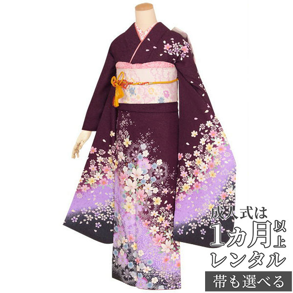 楽天市場】【成人式 振袖 レンタル】RS1402 正絹 紫 桜なでしこフル