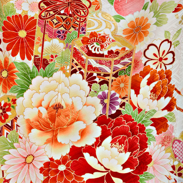 楽天市場】【成人式 振袖 レンタル】RS1552 正絹 白 熨斗貝桶に花フル