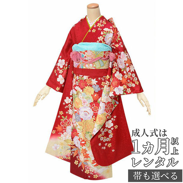 楽天市場】【成人式 振袖 レンタル】RS1802 正絹 赤 熨斗に菊桜フル