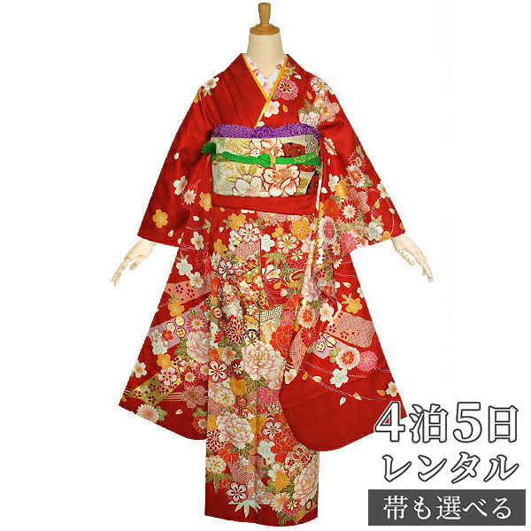 楽天市場】【振袖 レンタル】 結婚式 結納R1063 正絹 赤 御所車に熨斗