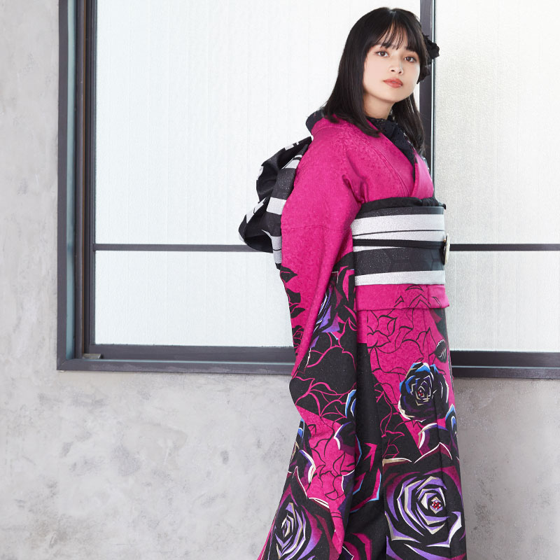 楽天市場】【成人式 振袖 レンタル】RS1140 正絹 ローズピンク 薔薇