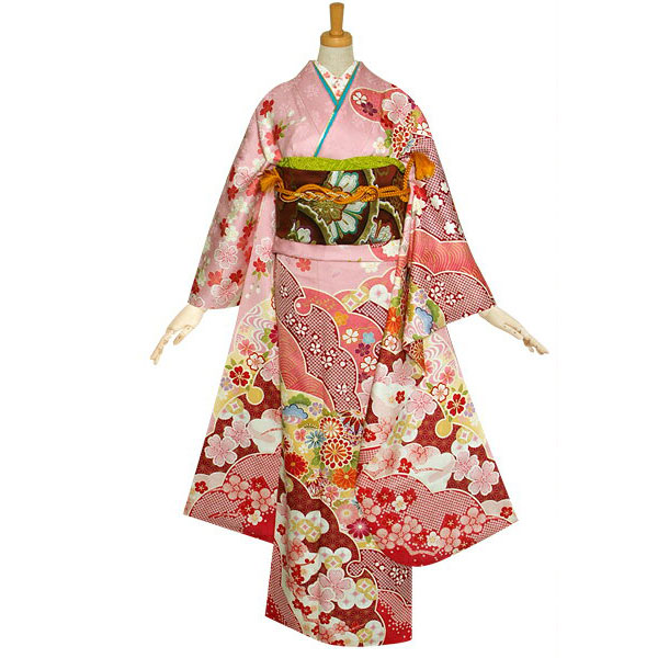 楽天市場】【成人式 振袖 レンタル】RS1130 正絹 ピンク 雪輪重ね梅菊