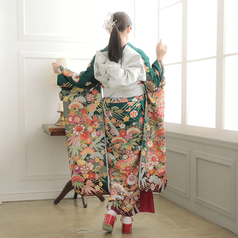 楽天市場】【振袖 レンタル】 結婚式 結納R1351 正絹 緑 豪華古典