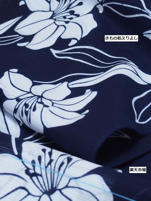 楽天市場】◇再入荷しました◇竺仙鑑製浴衣地 綿絽 地染め 百合の花