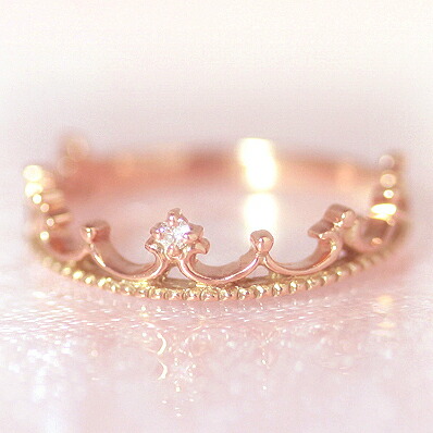 agete K10 透かし 葉モチーフ ピンクゴールドリング agete k10