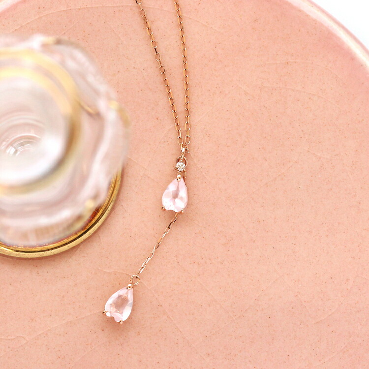 楽天市場】桜の花びらモチーフ ローズクォーツ K18 ピンクゴールド