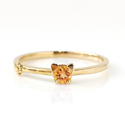 楽天市場】猫モチーフ カラーストーン K10カラーゴールド リング