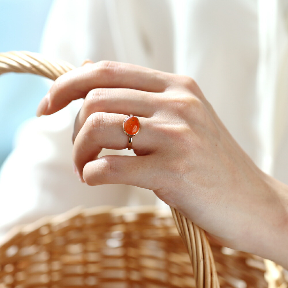 楽天市場】カーネリアン 大粒リング「ハウ」10K 18K イエローゴールド