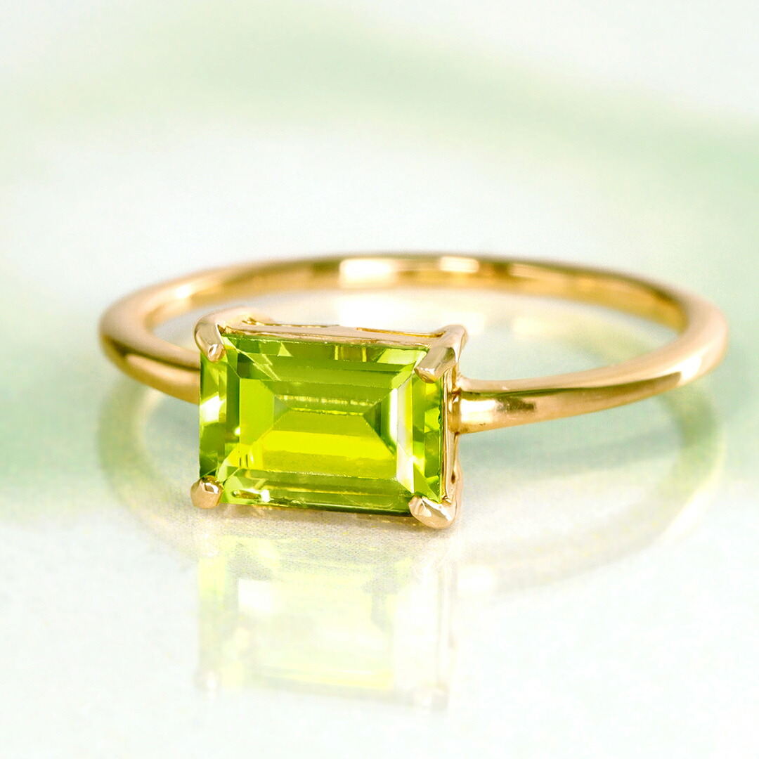楽天市場】バケットカット ペリドット K10 K18 カラーゴールドリング