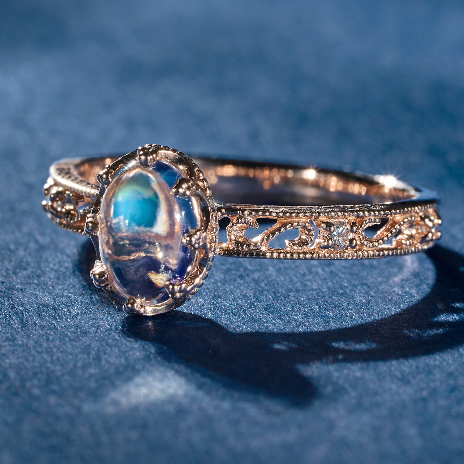 楽天市場】ブルームーンストーン ダイヤモンド K10 カラーゴールド