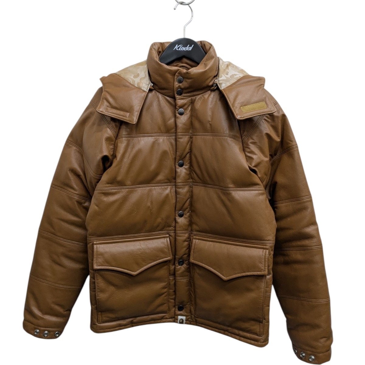 極希少 アベイサングエイプ レザー キルティング ダウン ジャケット